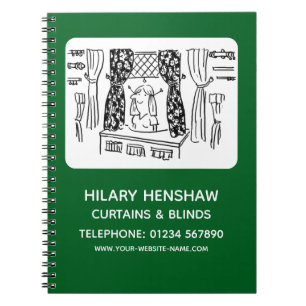 Caderno Espiral Notebook com cortinas e cegos