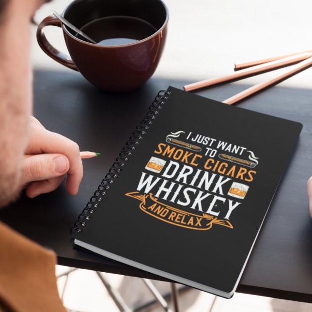 Caderno Espiral Notebook com Cotação de Charuto e Uísque (cigar and whiskey vintage notebook)
