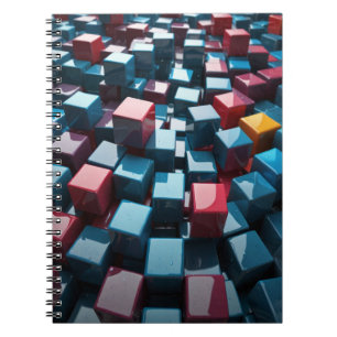 Caderno Espiral Notebook com cubos geométricos 3D