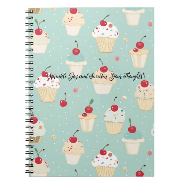 Caderno Espiral Notebook com delitos de cupcake (Frente)