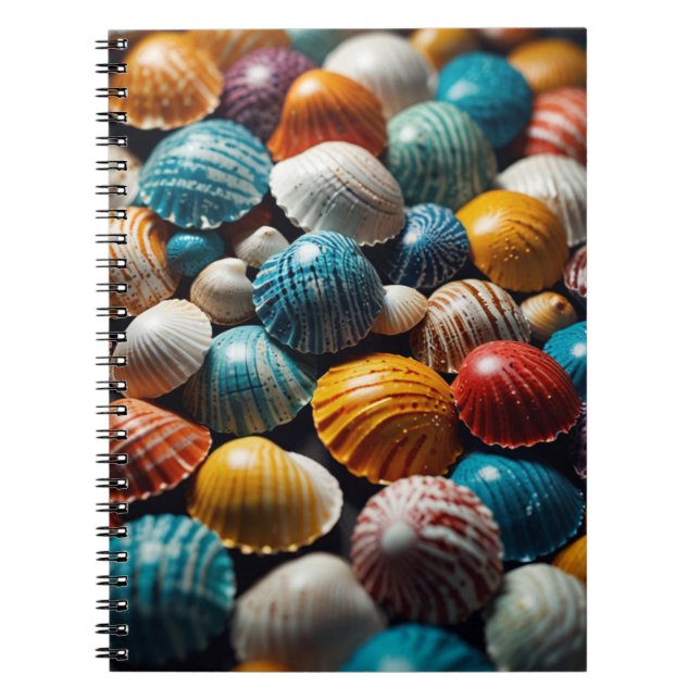 Caderno Espiral Notebook com Design de concha colorida (Frente)