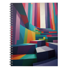 Caderno Espiral Notebook com Design de Escada Vibrante
