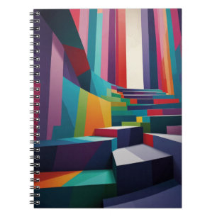 Caderno Espiral Notebook com Design de Escada Vibrante
