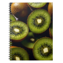 Caderno Espiral Notebook com Design de Fruta Kiwi - Verde vibrante