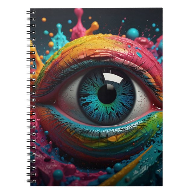 Caderno Espiral Notebook com Design de olhos coloridos (Frente)