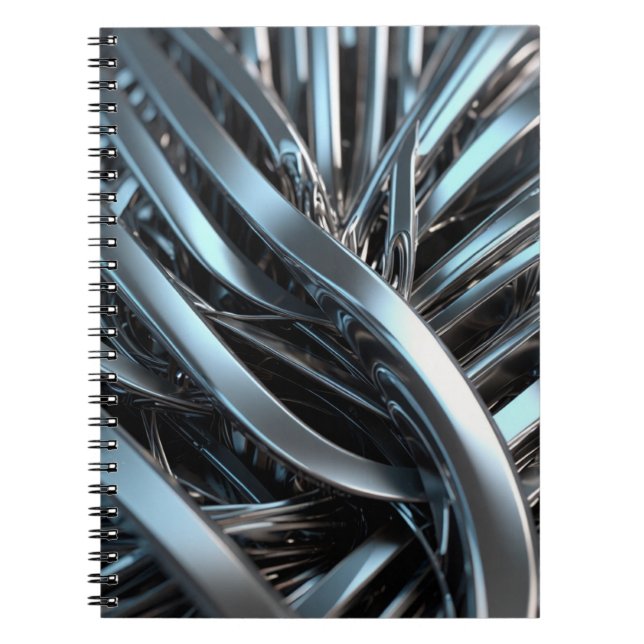 Caderno Espiral Notebook com design metálico abstrato - elegante e (Frente)