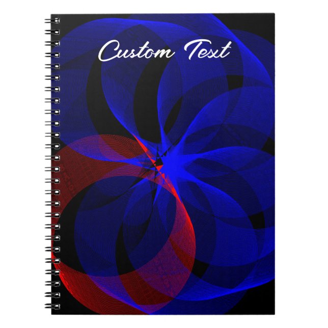 Caderno Espiral Notebook com destaque azul espiral geométrico (Frente)