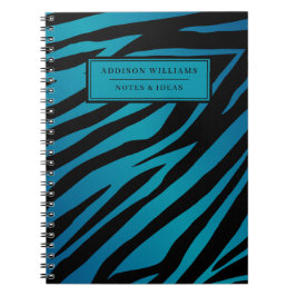 Caderno Espiral Notebook com Diário Blue Zebra Stripe com nome per