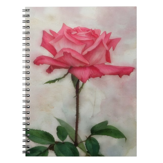 Caderno Espiral Notebook com Diário de Flor Rosa Rosa Rosa Rosa Ro (Frente)