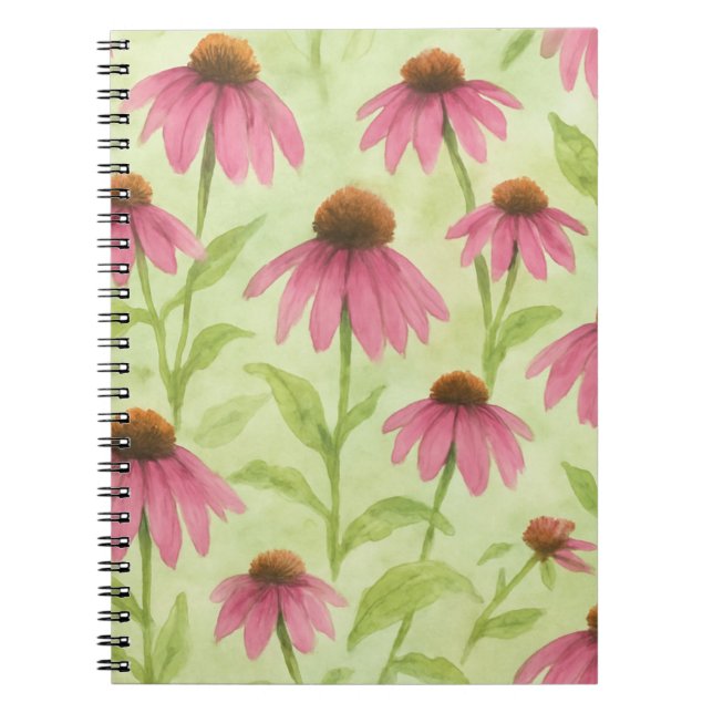 Caderno Espiral Notebook com Diário Floral de Aquarela (Frente)