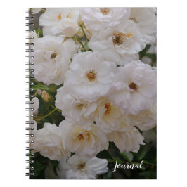 Caderno Espiral Notebook com Diário Floral Flor de Rosas Brancas