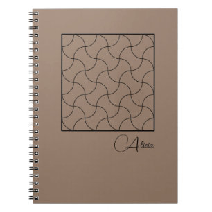 Caderno Espiral Notebook com Diário geométrico mínimo Beige