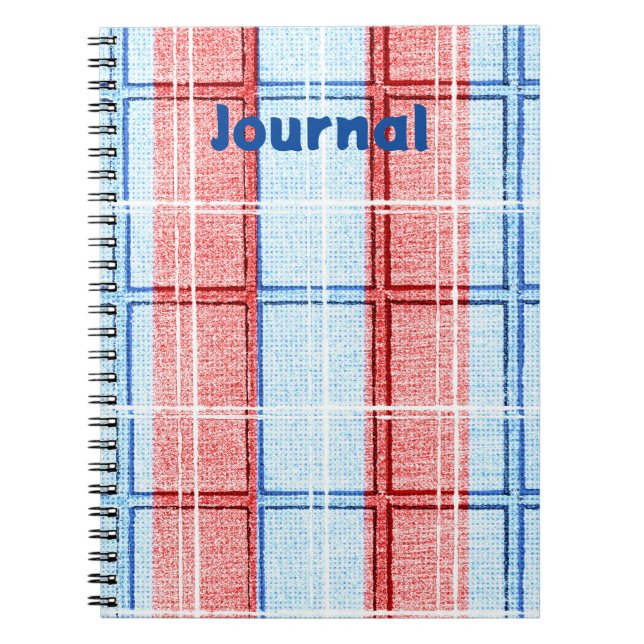 Caderno Espiral Notebook com Diário vermelho, branco e azul (Frente)