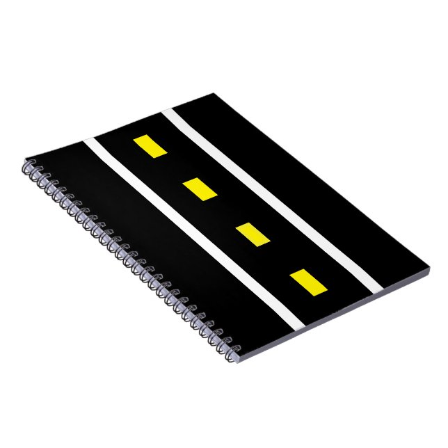 Caderno Espiral Notebook com duas faixas (preto, branco e amarelo) (Lado Direito)