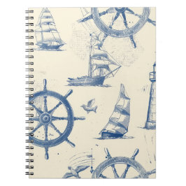 Caderno Espiral Notebook com Elementos Marinhos