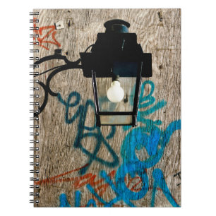 Caderno Espiral Notebook com espiral de Grafite laranja e azul