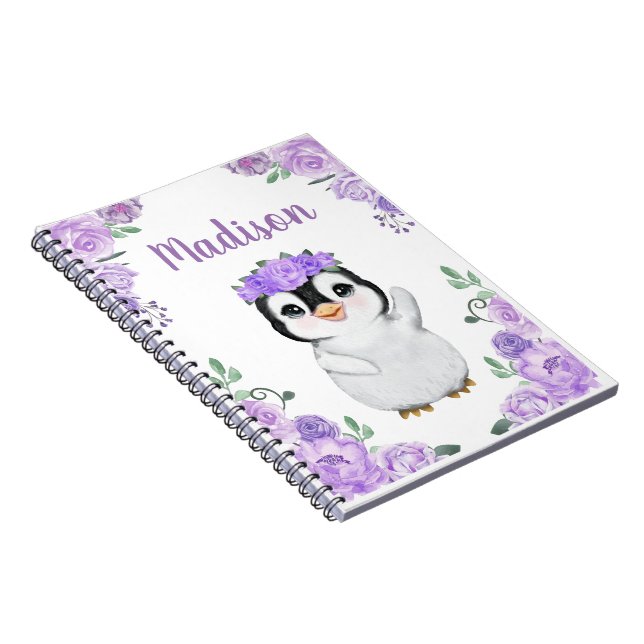 Caderno Espiral Notebook com espiral espiral de púrpura Pinguin (Lado Direito)