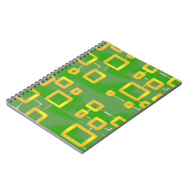 Caderno Espiral Notebook com espiral geométrica Abstrato verde (Left Side)