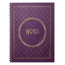 Caderno Espiral Notebook com estrutura Dourada e roxa do ornamenta