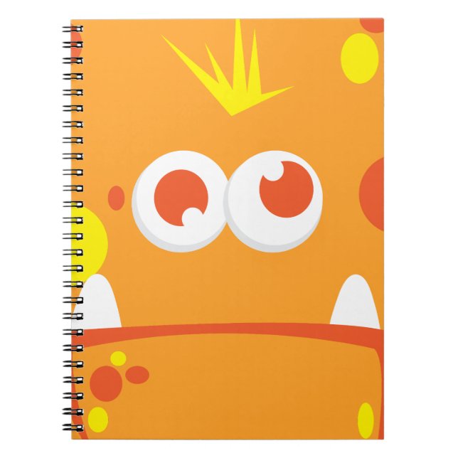 Caderno Espiral Notebook com face monstro laranja (Frente)