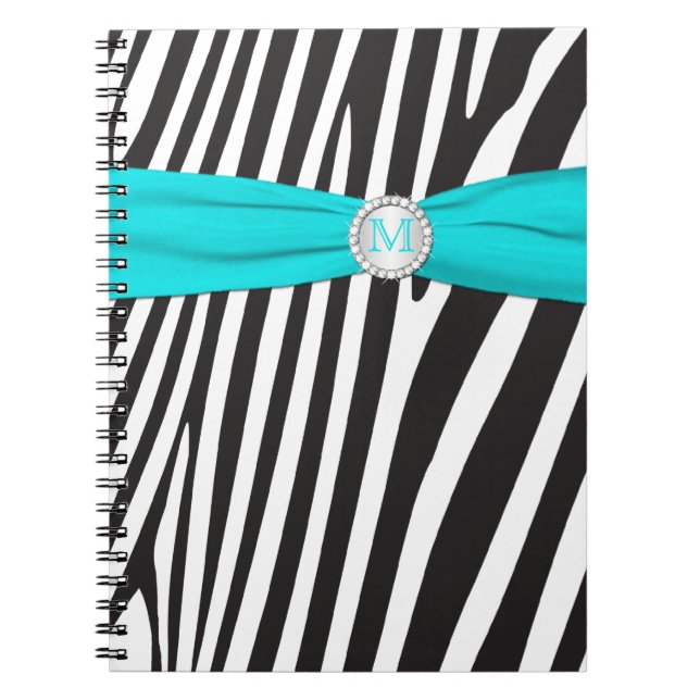 Caderno Espiral Notebook com faixa branca de zebra branca, preto,  (Frente)