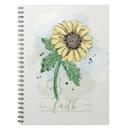 Caderno Espiral Notebook com Fé de Aquarela Amarela