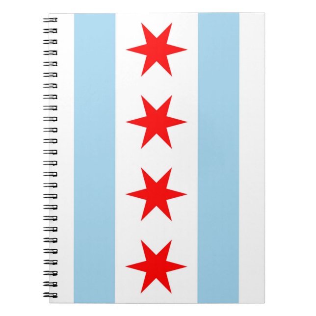 Caderno Espiral Notebook com Flag of Chicago, Estado do Illinois (Frente)