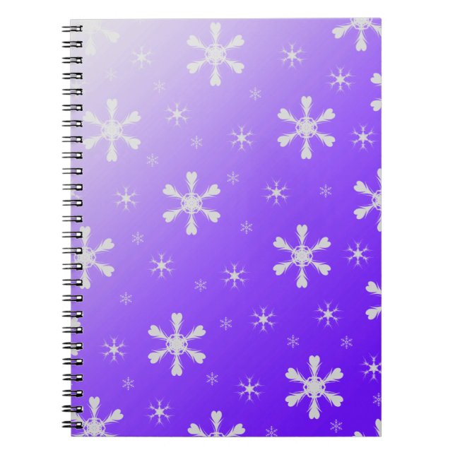 Caderno Espiral Notebook com floco de neve roxo (Frente)