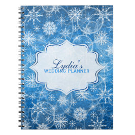 Caderno Espiral Notebook com flocos de neve brancos e azuis person