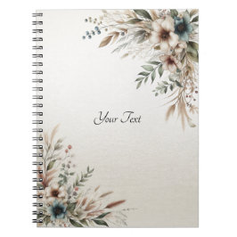Caderno Espiral Notebook com flor de marfim azul de aquarela