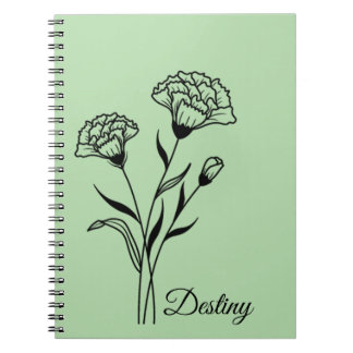 Caderno Espiral Notebook com Flor de Nascimento Personalizado