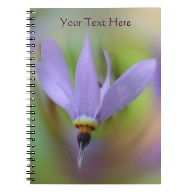 Caderno Espiral Notebook com Flor Roxo Delicado (Frente)
