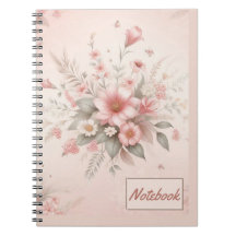 Notebook com flores rosa