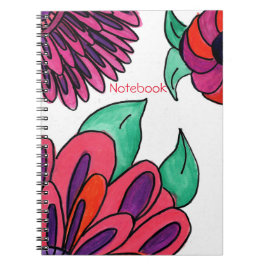 Caderno Espiral Notebook com flores rosa