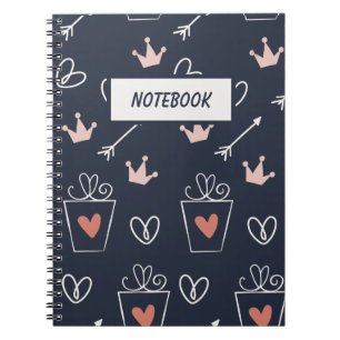 Caderno Espiral Notebook com Formas Desenhadas à Mão Bonitas