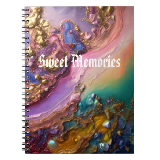 Caderno Espiral Notebook com fotos espirais de fluidos Dourado abs