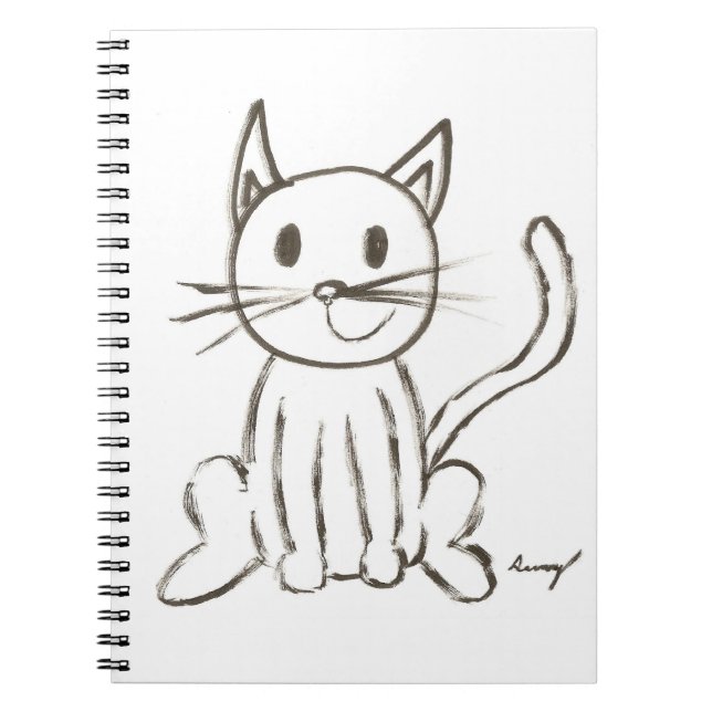 Caderno Espiral Notebook com Gatinho pintado (Frente)