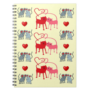 Caderno Espiral Notebook com Gatos de namorados
