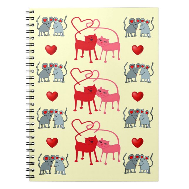Caderno Espiral Notebook com Gatos de namorados (Frente)