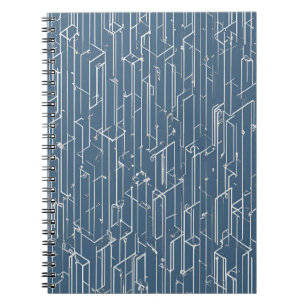 Caderno Espiral Notebook com geometria Blueprint - Design elegante