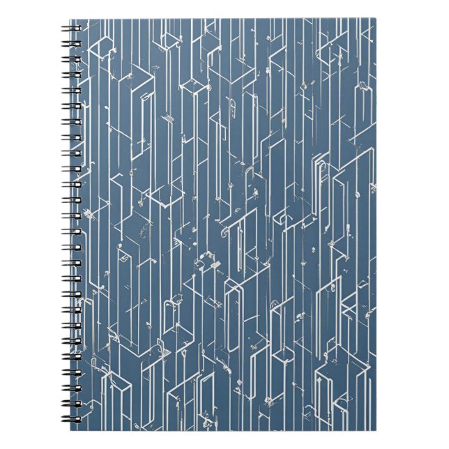 Caderno Espiral Notebook com geometria Blueprint - Design elegante (Frente)