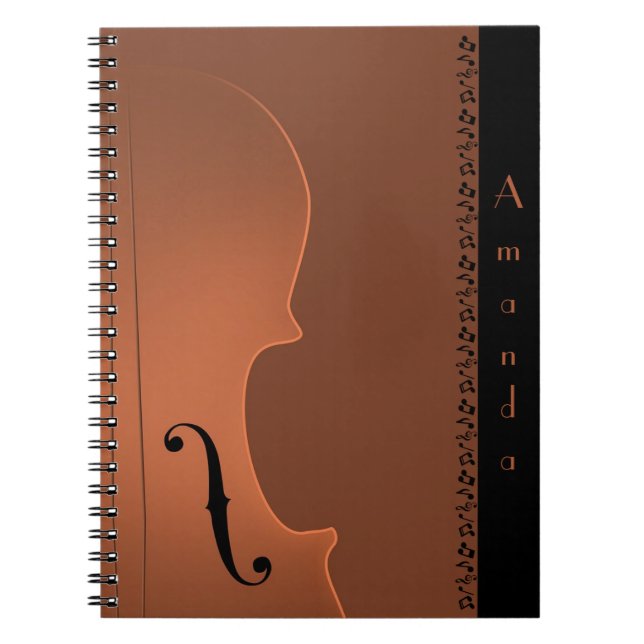 Caderno Espiral Notebook com instrumento musical violino (médio) (Frente)