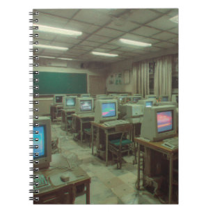Caderno Espiral Notebook com laboratório de computador retrorrefle