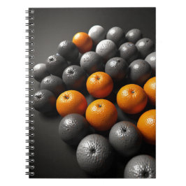 Caderno Espiral Notebook com laranja vibrante e padrão de Cinza