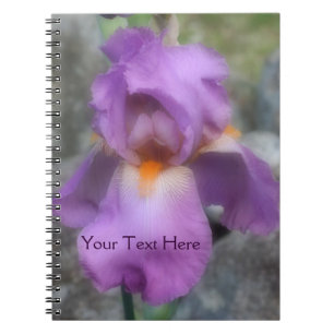 Caderno Espiral Notebook com lavanda com flor Iris
