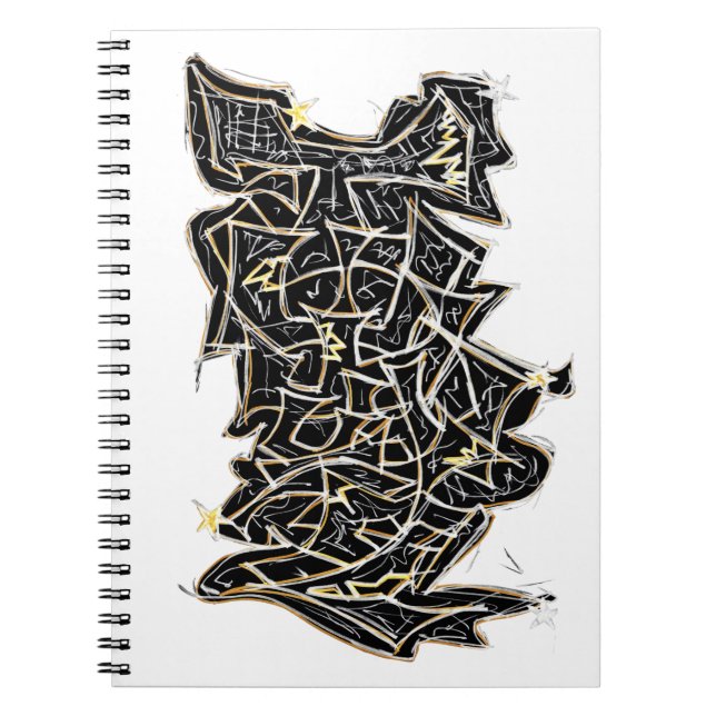 Caderno Espiral Notebook com letras Grafites pretas (Frente)