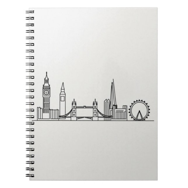 Caderno Espiral Notebook com linha aérea de Londres - Design minim (Frente)