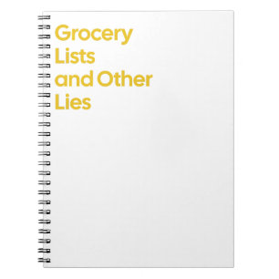 Caderno Espiral Notebook com listas de compras e outras mentiras