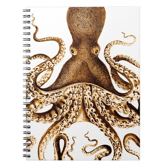 Caderno Espiral Notebook com lula gigante do mar (Frente)