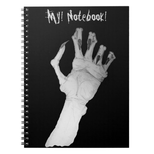 Caderno Espiral notebook com mão monstro assustadora (Frente)